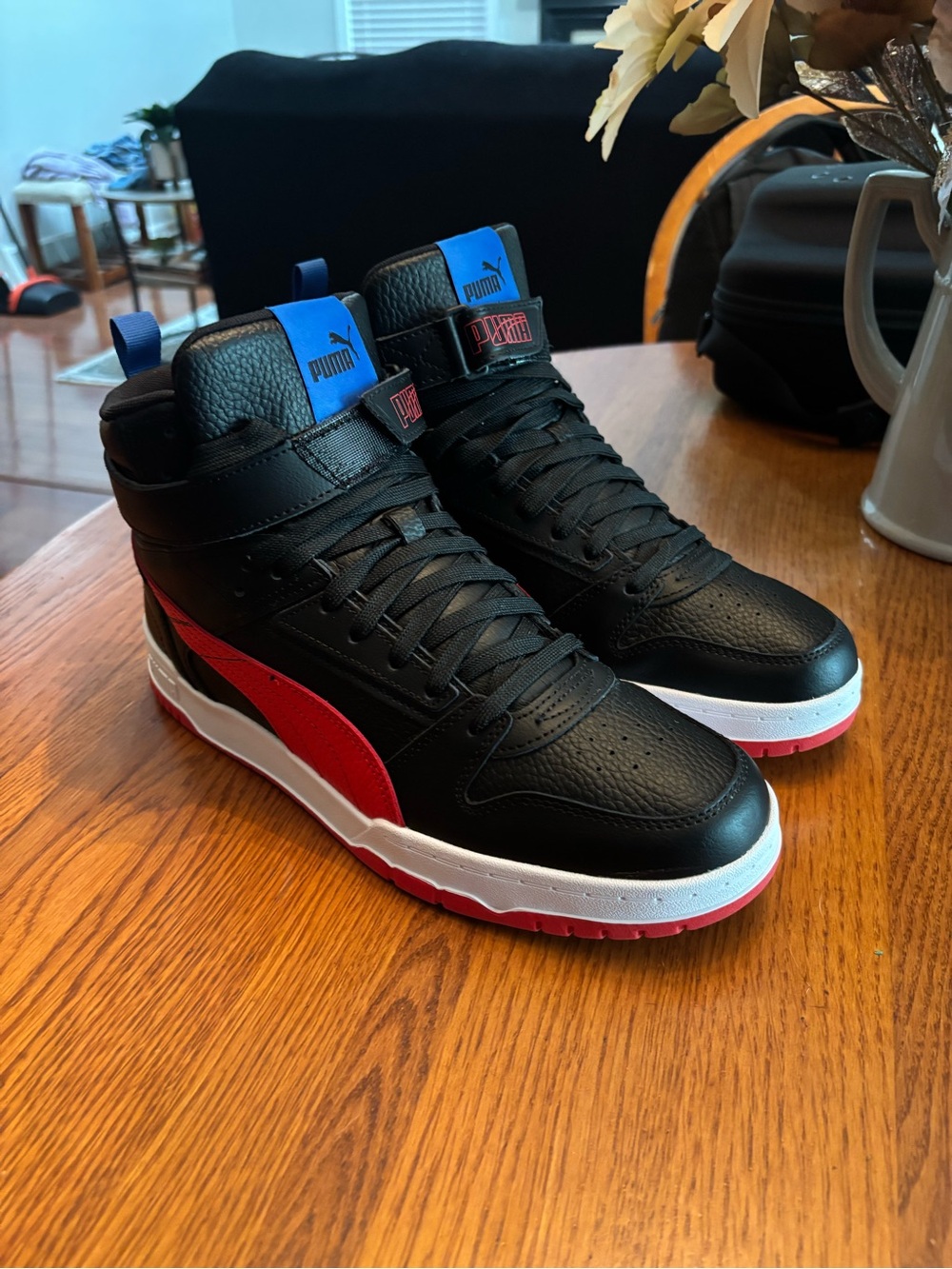 Puma Men’s Black, Red & Blue Mid-Top Sneakers